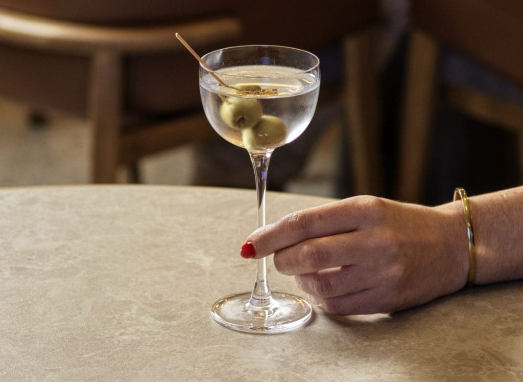 Martini in hotel lobby